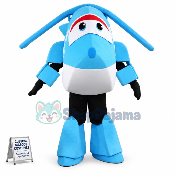 Super Wings Cartoon Light Blue  Jerome Mascot Costume