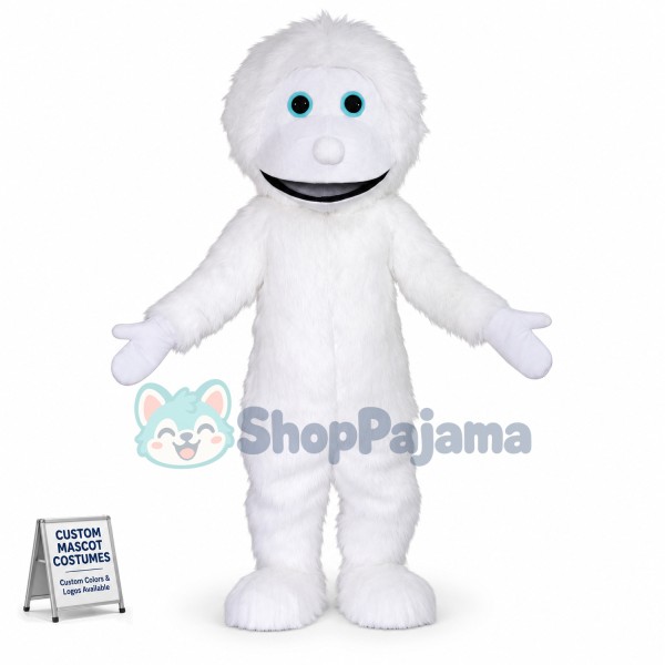 Cute White Yeti Mascot Costume