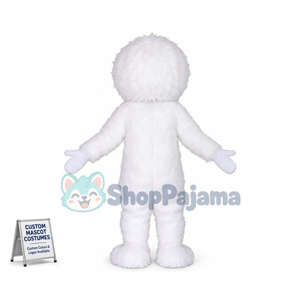 Cute White Yeti Mascot Costume