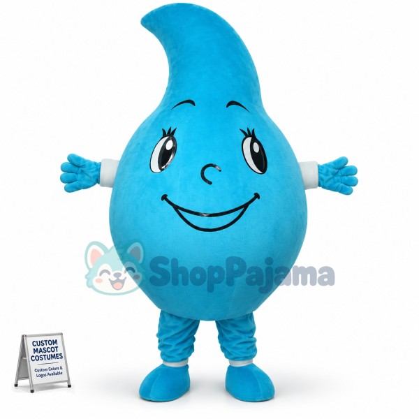 Blue Water Drop Mascot Costume