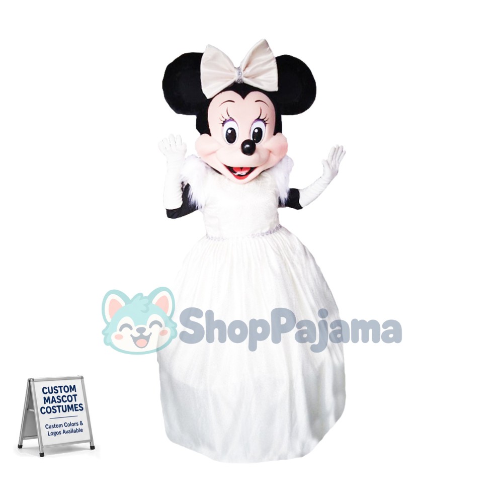 Minnie Mouse Bride Wedding White Dress Mascot Costume