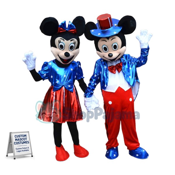 USA Flag Minnie & Mickey Mascot Costume