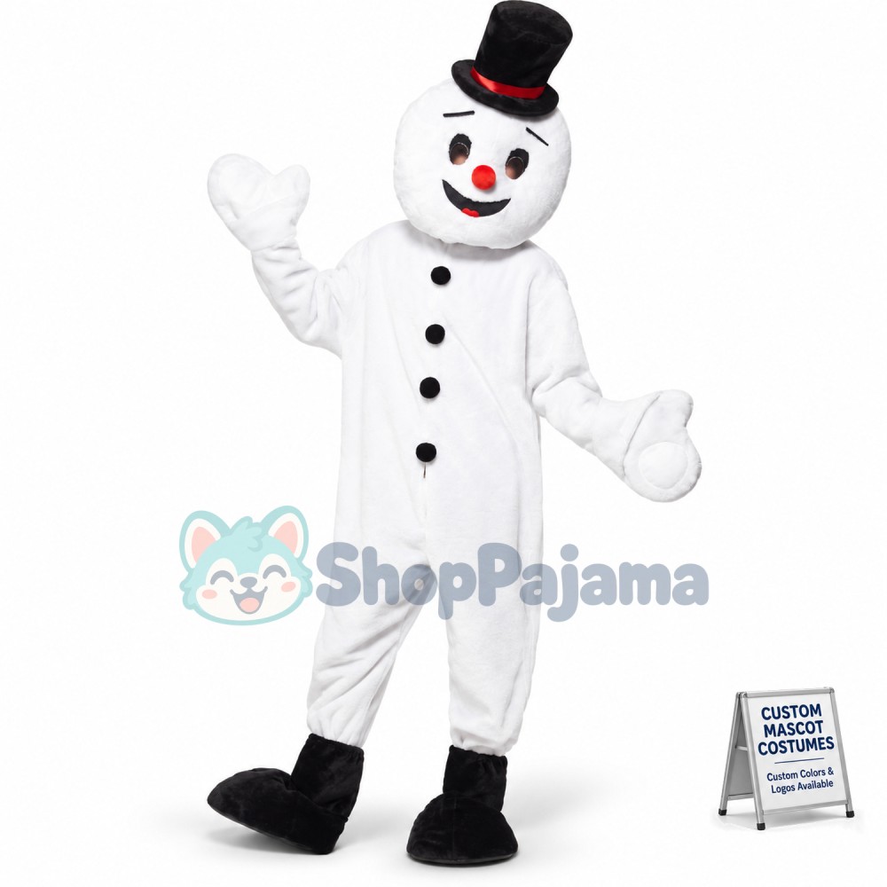 Black Hat Snowman Mascot Costume