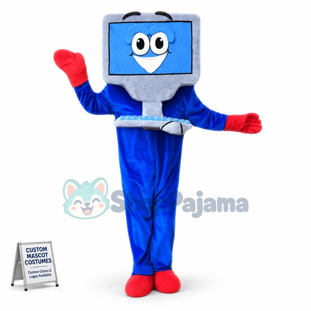 Blue Computer Mascot Costumes Custom Mascot