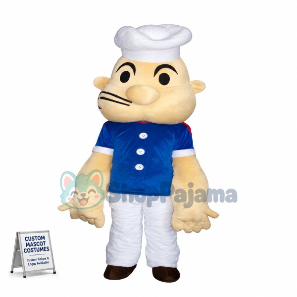 Popeye White Hat Man Mascot Costume