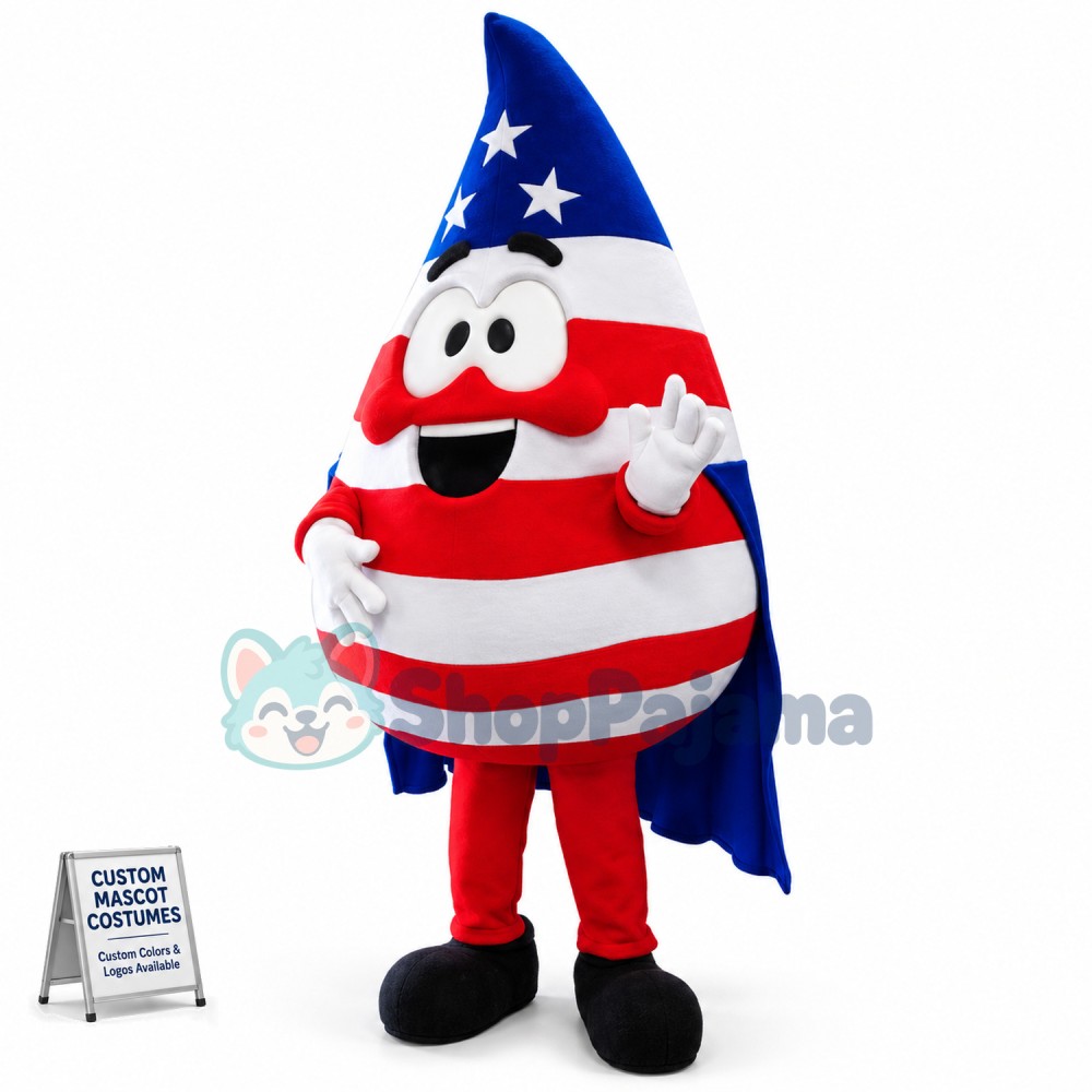 US Flag Print Water Drop Mascot Costume