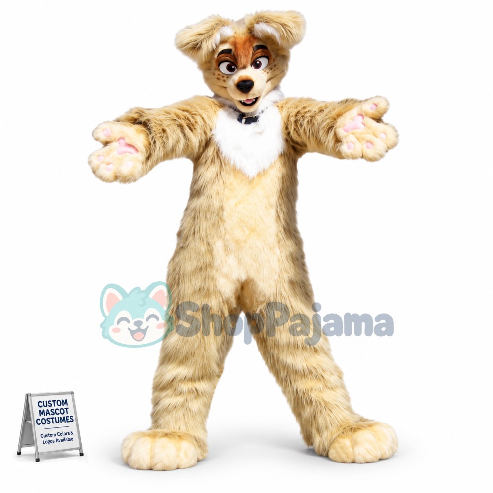 Brown Husky Dog Mascot Costume