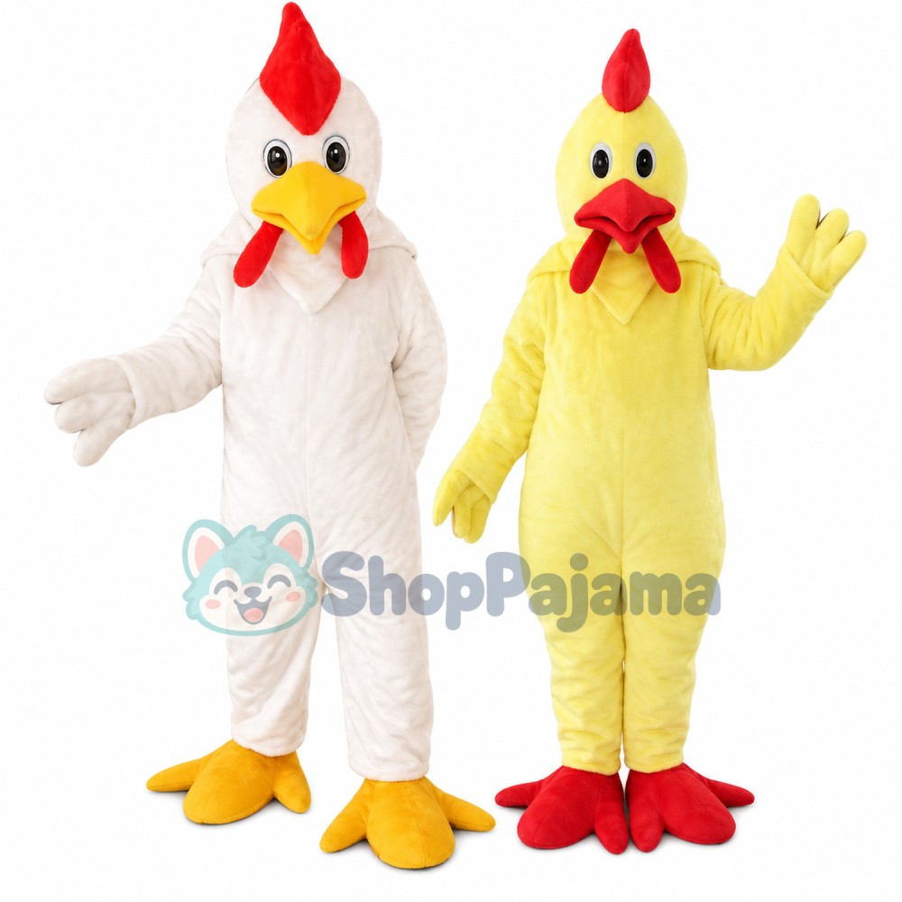 White Chicken Rooster Mascot Costume Cartoon Halloween