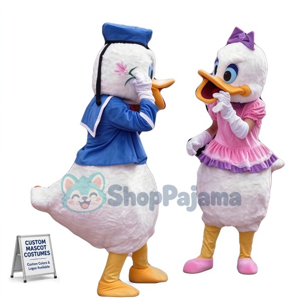 Donald Duck & Daisy Mascot Costume Cartoon Party Fancy Dress