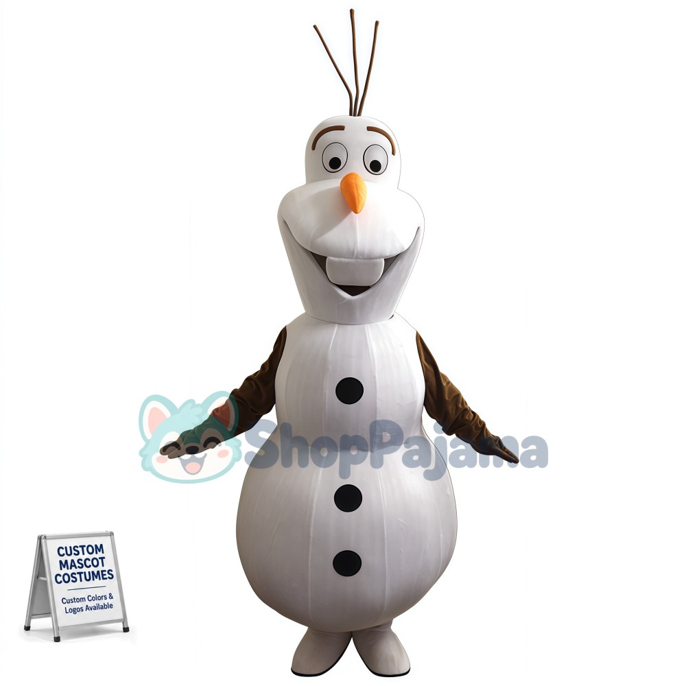 Smiling Olaf Mascot Costume Cartoon Snowman Mascot Costume