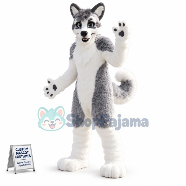 Wolf Dog Husky Fursuit Furry Mascot Costume Cosplay Party Dress Outfit Adult Size