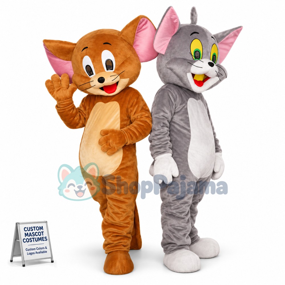 Tom Cat & Jerry Mouse Cartoon Mascot Costume