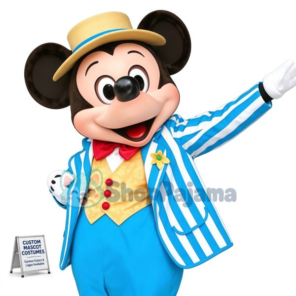 Disney Navy Blue Mickey Mouse Mascot Costume Party Game Adult Size Fancy Dress