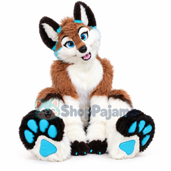 Long Fur Husky Dog Fox Fursuit Mascot Costume Suit Cosplay Dress Adults Parade