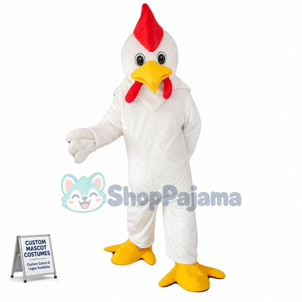 Hotsale Halloween White Chicken Rooster Mascot Costume Dress Adult Size New