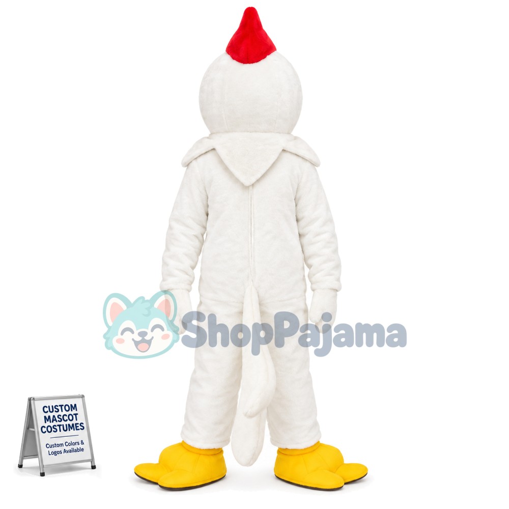 Hotsale Halloween White Chicken Rooster Mascot Costume Dress Adult Size New