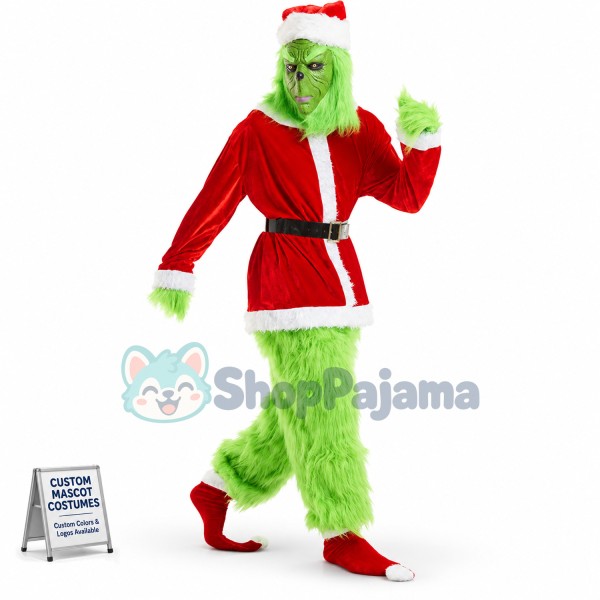 The Grinch Santa Fur Costume Outfit For Adult