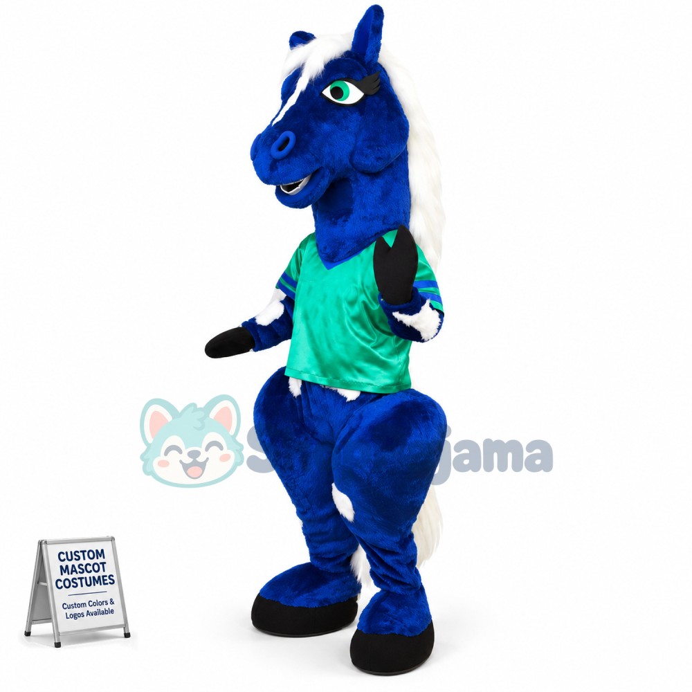 Blue Horse Mascot Costume