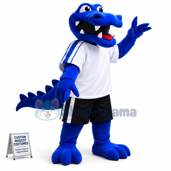 Blue Alligator Mascot Costume