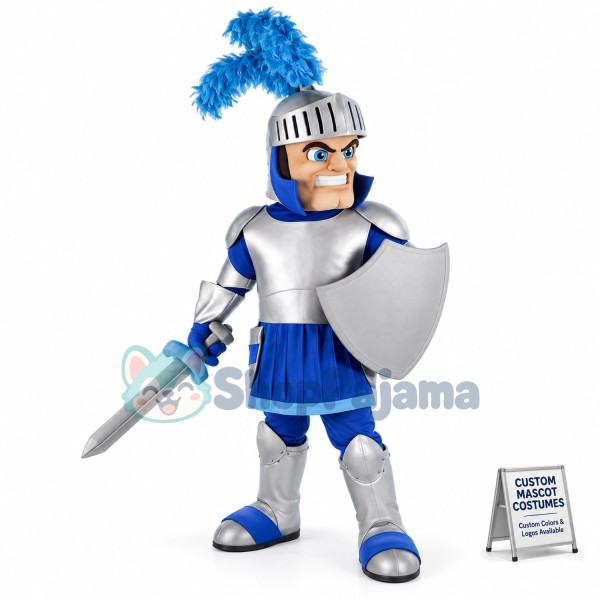 Blue & Silver Knight Mascot Costume