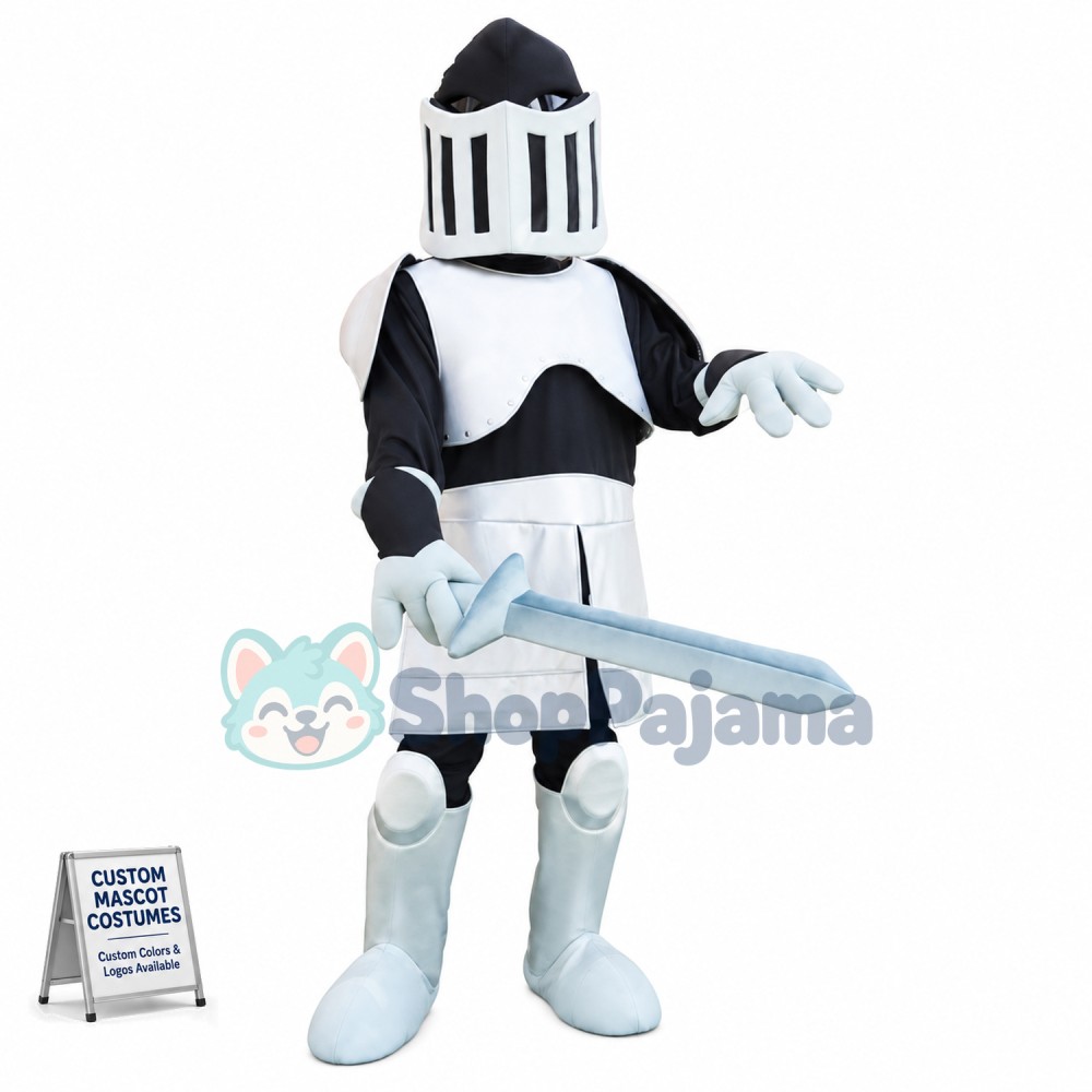 Black & Silver knight Mascot Costume