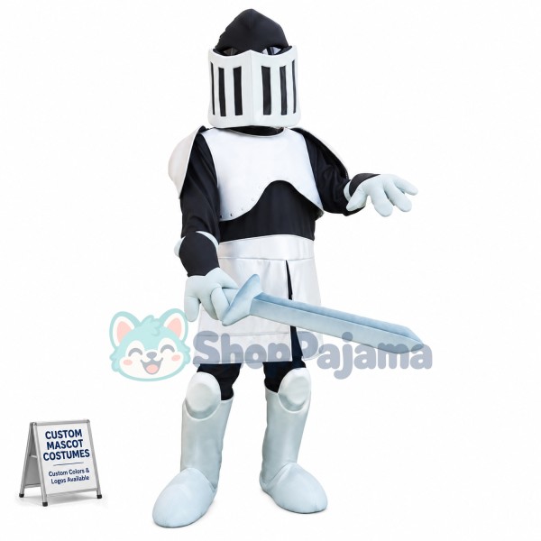 Black & Silver knight Mascot Costume