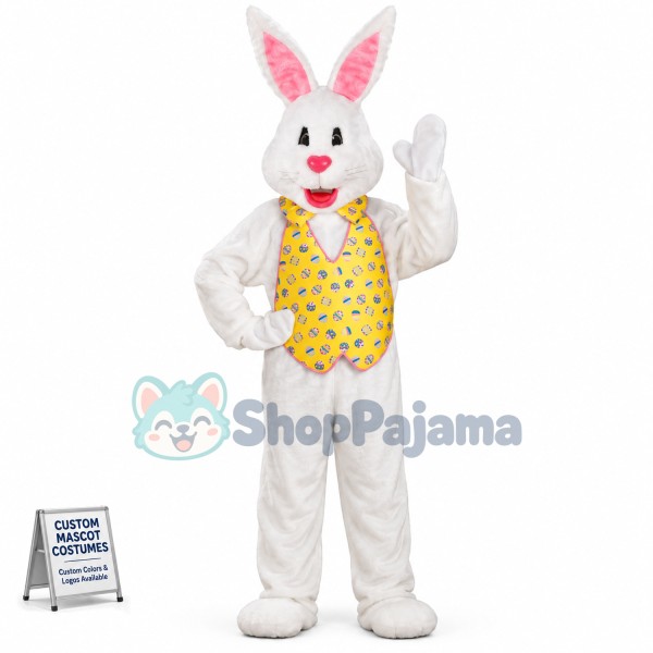 White Adult Easter Bunny Mascot Costume