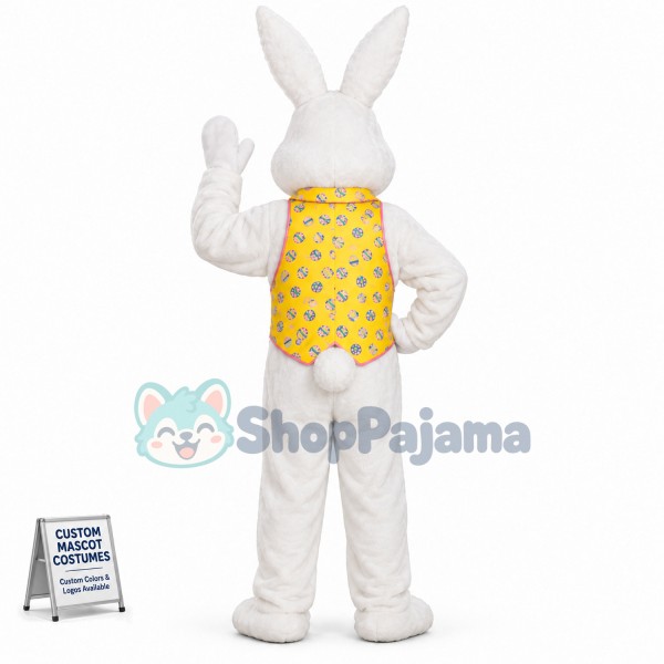 White Adult Easter Bunny Mascot Costume
