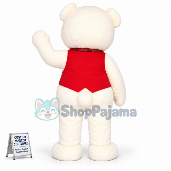White Teddy Bear Mascot Costume