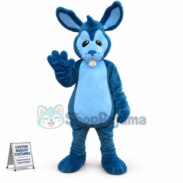 Custom Mascot Blue Rabbit Mascot Costume