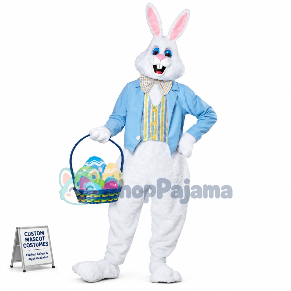 Blue Easter Bunny Mascot Costume Custom Mascot