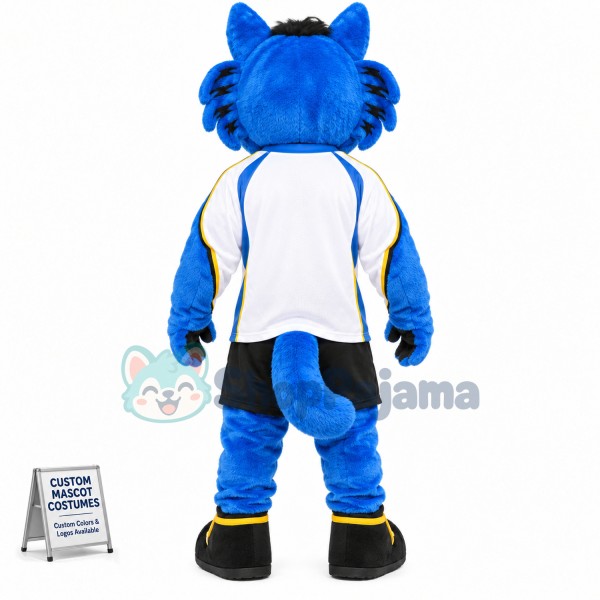 Blue Furry Tiger Mascot Costume