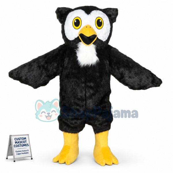 Black Owl Mascot Costume Custom Mascot