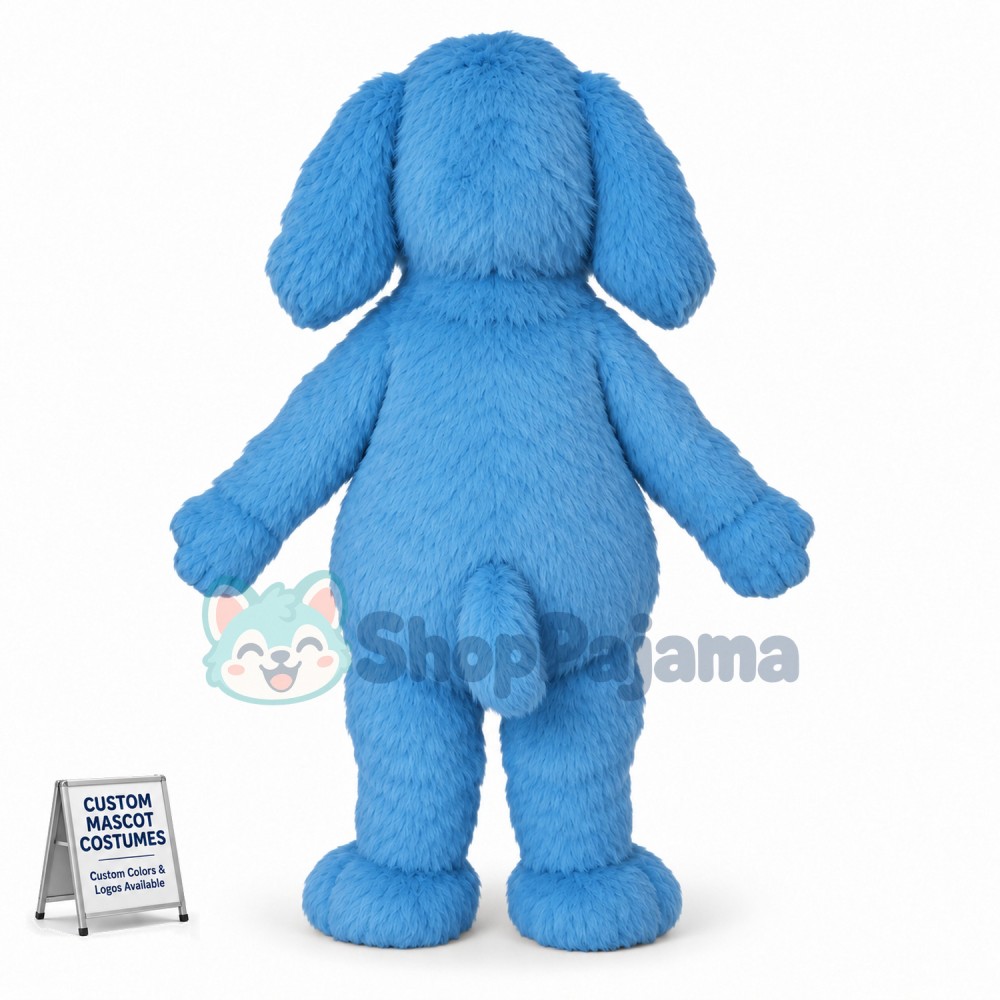 Blue Furry Dog Mascot Costume