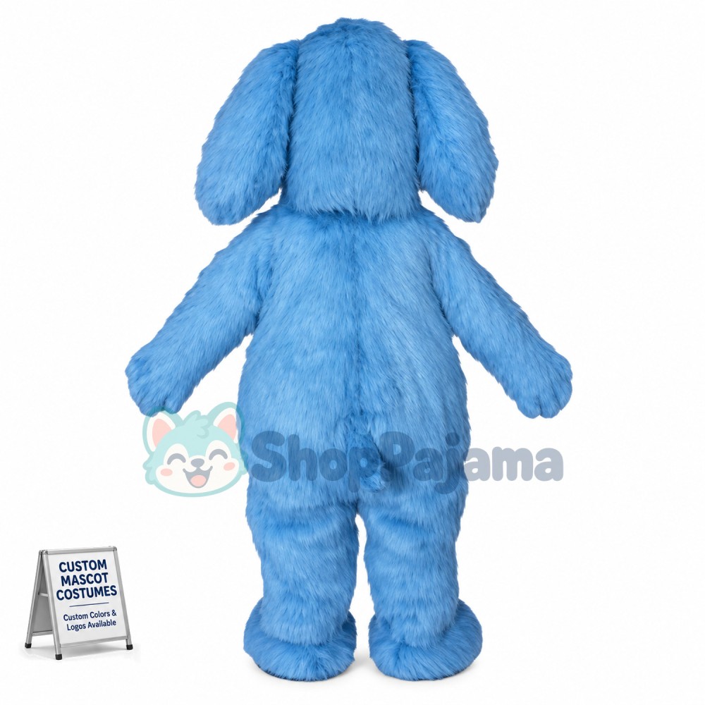 Blue Furry Dog Mascot Costume