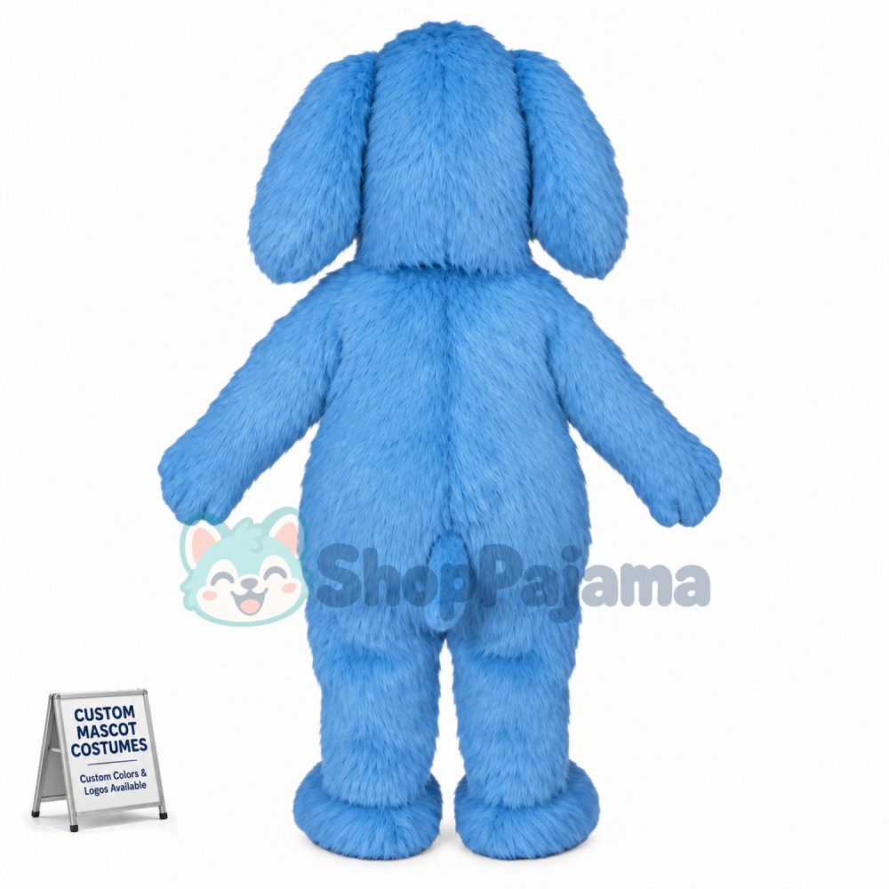 Blue Furry Dog Mascot Costume