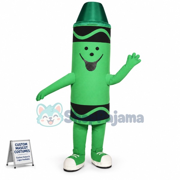 Green Crayon Mascot Costume