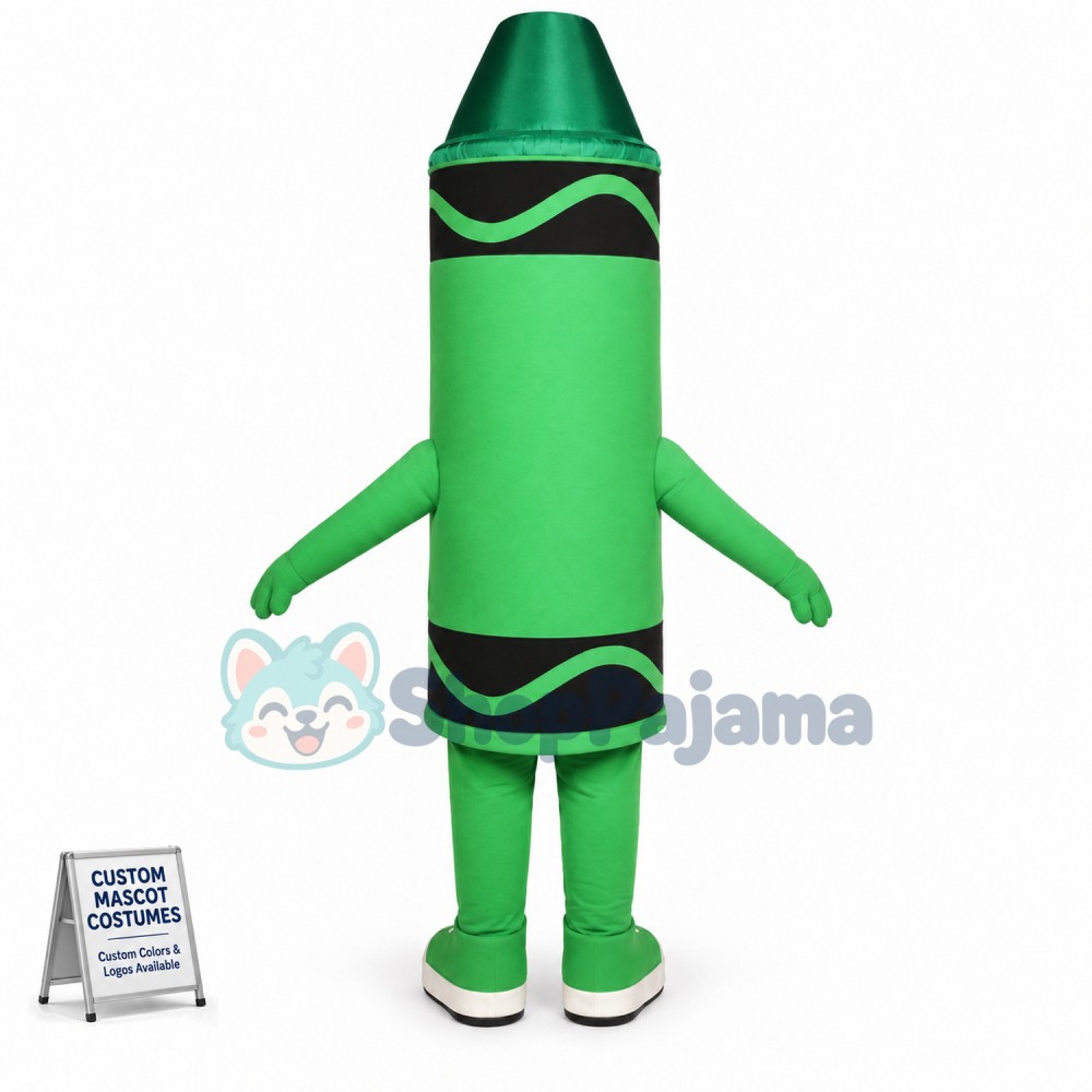 Green Crayon Mascot Costume