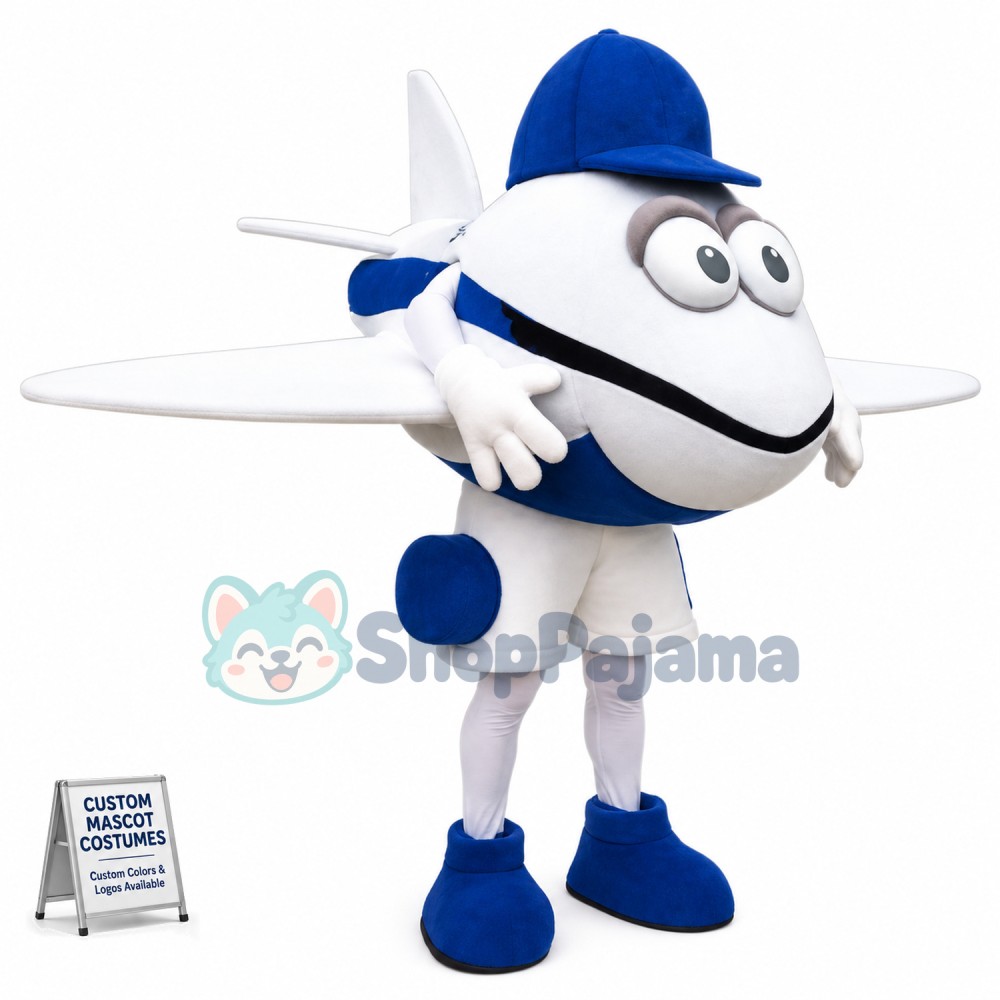 Blue Aircraft Mascot Costume