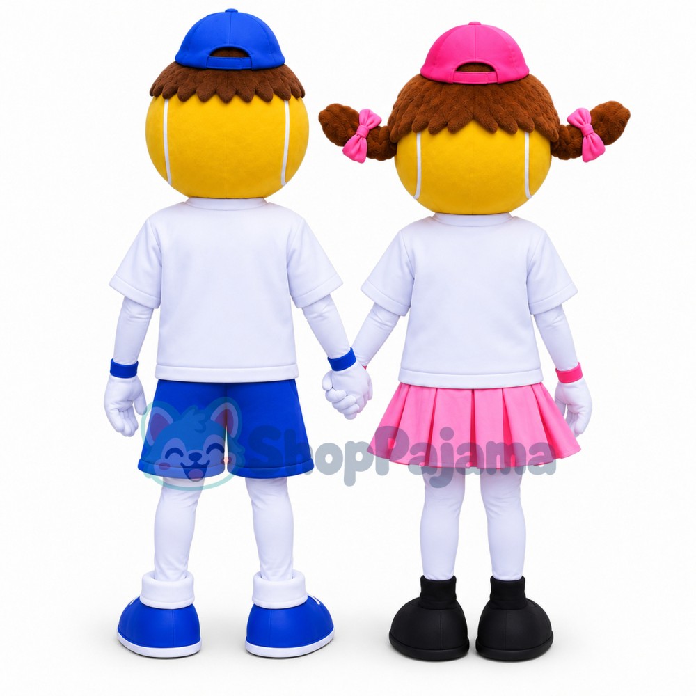 Two Tennis kids Mascot Costumes