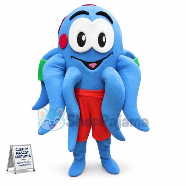 Blue Octopus Mascot Costume