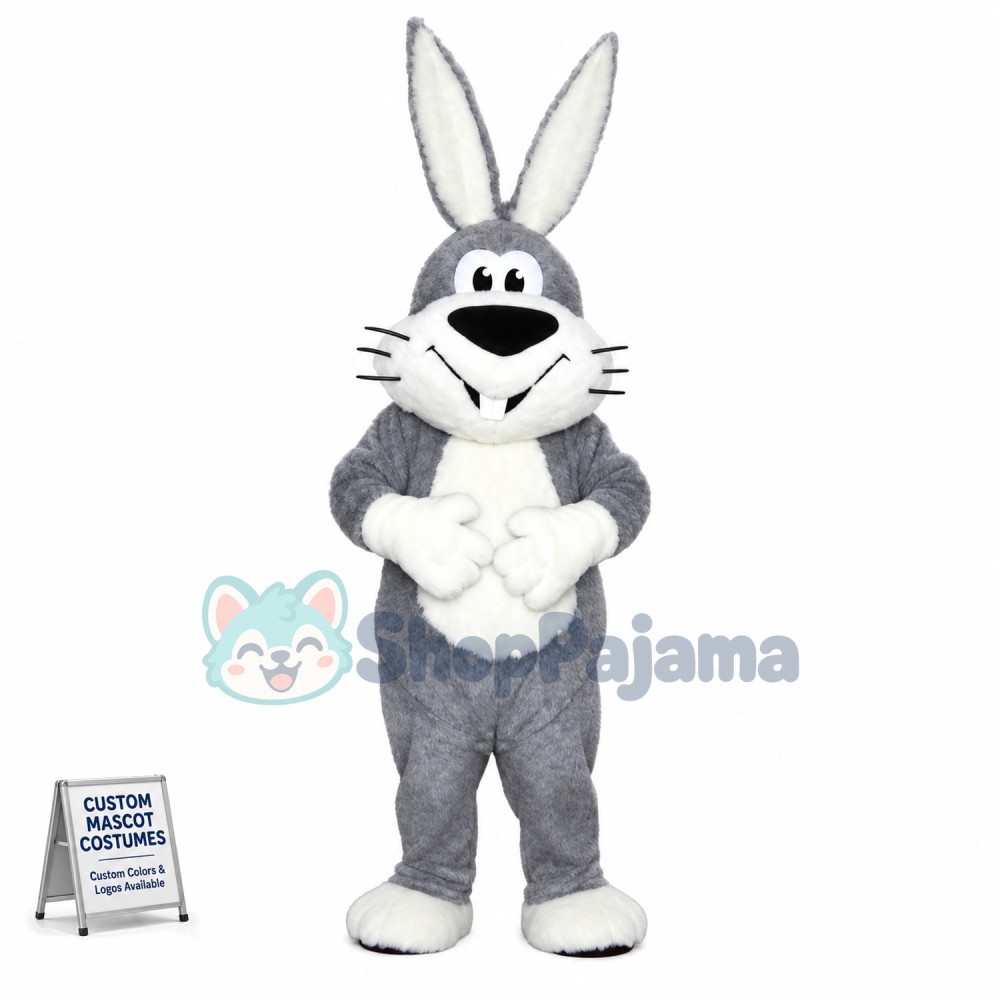 Grey & White Rabbit Mascot Costume