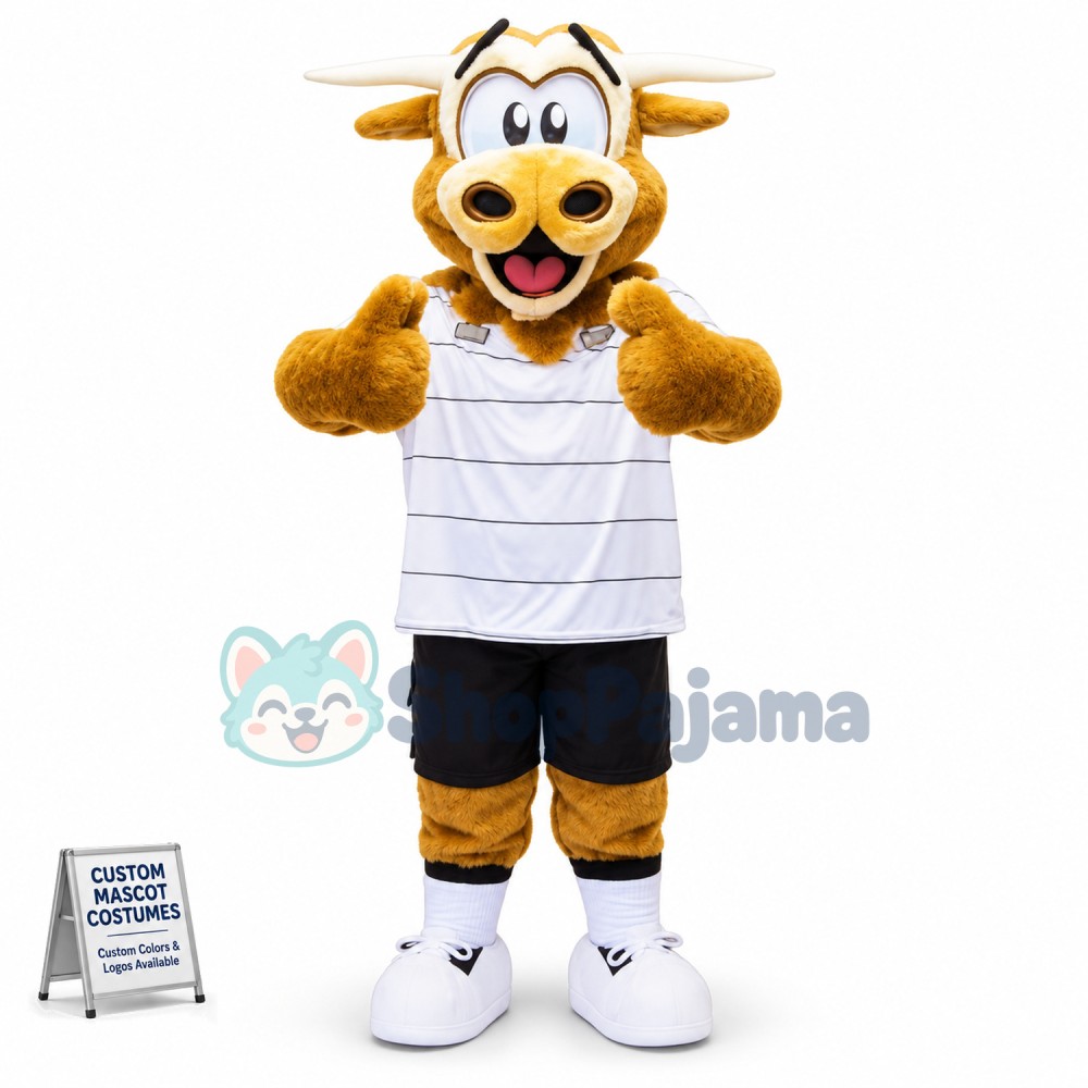Brown Fluffy Cow Mascot Costume