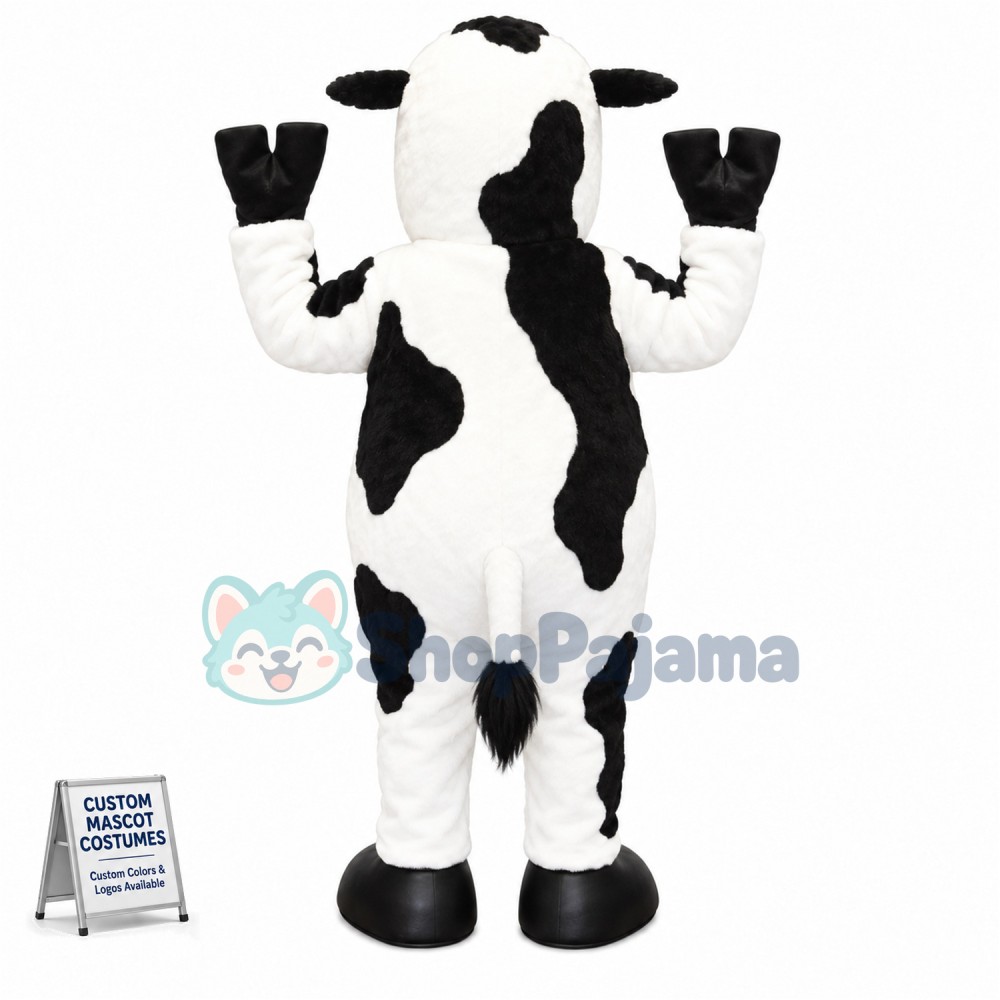 White & Black & Pink  Cow Mascot Costume