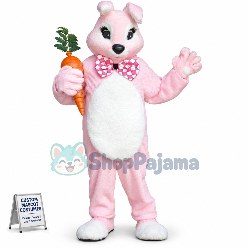 Deluxe Pink Bunny Rabbit Mascot Costume Custom Mascot