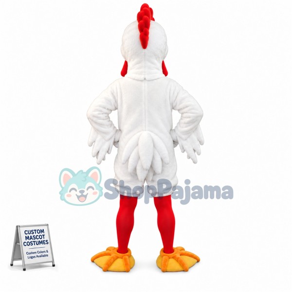 White Rooster Mascot Costume Custom Mascot