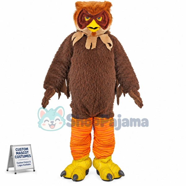 Brown Furry Owl Mascot Costume