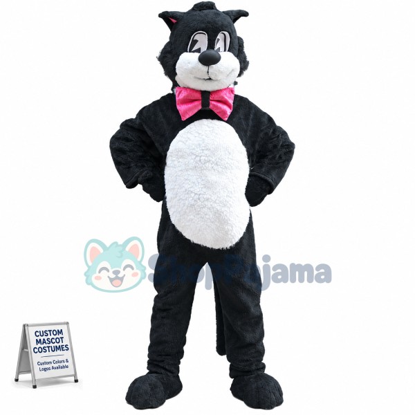 Black White Cartoon Cat Mascot Costume