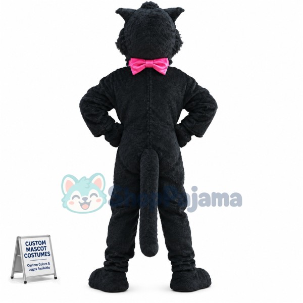 Black White Cartoon Cat Mascot Costume