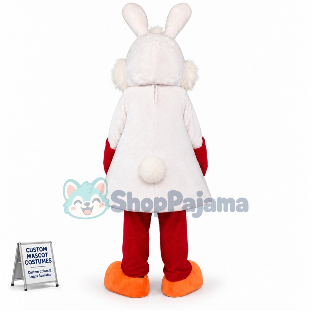 White Bunny Rabbit with Carrot Mascot Costume
